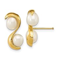 14k Gold 4 5mm Rice Freshwater Cultured Pearl Post Long Drop Dangle Earrings Measures 16.05x6.73mm Wide Jewelry for Women