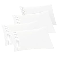 Elegant Comfort 4-PACK Solid Pillowcases 1500 Thread Count Egyptian Quality - Easy Care, Smooth Weave, Wrinkle and Stain Resistant, Easy Slip-On, 4-Piece Set, Standard/Queen Pillowcase, White