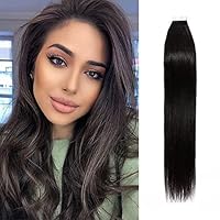 Benehair 20pcs Remy Tape in Hair Extensions Human Hair Natural Black Seamless Skin Weft Tape in Real Human Hair Extensions Straight Hair 18 Inch 30g #1B