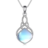 YAFEINI Irish Celtic Pendant Necklace Sterling Silver Natural Stone Teardrop Necklace Jewelry Gifts For Women Girls