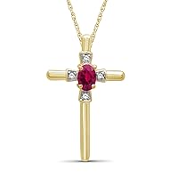 JEWELEXCESS Silver Cross Necklaces for Women –Silver Cross Necklace for Women Over .925 Sterling Silver – Gemstone Necklace Centerpiece, White Diamond Accents – Hypoallergenic Cross Pendant