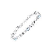 Rylos Bracelets for Women Sterling Silver Love Knot Tennis Bracelet Gemstone & Genuine Diamonds Adjustable to Fit 7
