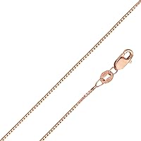14k Yellow/White/Rose Gold Box Link Chain Necklace - 0.9mm Solid Gold Chain for Men and Women - Great Gift for Christmas, Birthday & All Occasions