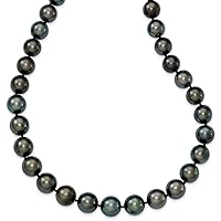 14k White Gold 10 12mm Off roundblack Tahitian Pearl Graduate Necklace 19 Inch Jewelry for Women