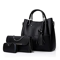 Segater® Women Fashion Handbag Shoulder Bag+CRossbody Bag+Card Purse Faux Leather Tote 3 Pieces