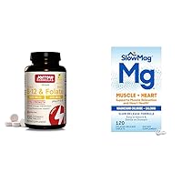 Extra Strength Methyl B-12 1000 mcg & Methyl Folate 400 mcg + P-5-P & SlowMag Muscle + Heart Magnesium Chloride with Calcium Supplement to Support Muscle Relaxation