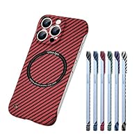 Carbon Fiber Texture Magnetic Case, Carbon Fiber Texture Frameless for Magnetic Charging Phone Case for iPhone 11/12/13/14/15 Pro Max (Red,for iPhone12ProMax)