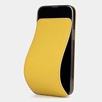 Folio case for iPhone 14 Pro - Patented Model - Handmade in France with Natural Leather - Yellow