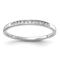 14k WhiteGold Lab Grown Diamond SI D E F 1/10ct Channel Band Size 7.00 Jewelry Gifts for Women