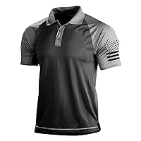 Mens Polo Shirts with Pocket, European and American Men's Retro Outdoor Top Digital Printing Short-Sleeved Top