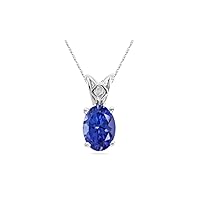 1.25 Cts of 8x6 mm AAA Oval Tanzanite Scroll Solitaire Pendant in 18K White Gold - Valentine's Day Sale