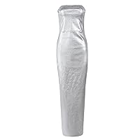 Women Fall Fashion Off The Shoulder Leather Dress Casual Sexy Metallic Tube Dress for Club Party Night