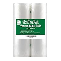 O2frepak 2Pack (Total 100Feet) 11x50 Rolls Vacuum Sealer Bags Rolls with BPA Free,Heavy Duty Vacuum Food Sealer Storage Bags Rolls,Cut to Size Roll,Great for Sous Vide