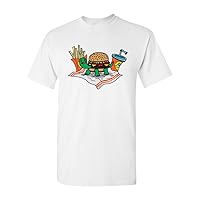 Turtle Burger Funny Humor DT Adult T-Shirt Tee (XX Large, White)