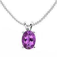 Dazzlingrock Collection 9x7 mm Oval Cut Ladies Solitaire Pendant (Silver Chain Included), Sterling Silver