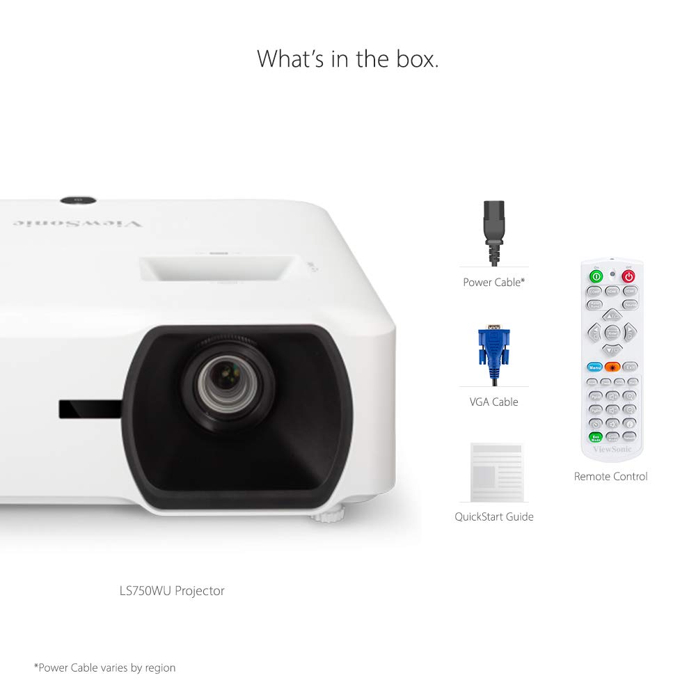 ViewSonic LS750WU 5000 Lumens WUXGA Networkable Laser Projector with 1.3x Optical Zoom Vertical Horizontal Keystone and Lens Shift for Large Venues