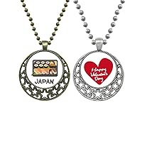 Traditional Japanese Sushi Box Pendant Necklace Mens Womens Valentine Chain