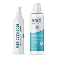 BRIOTECH Hypochlorous Acid Self Care Routine: Multi Purpose Topical Body & Facial Mist, 8 fl oz + Alcohol Free Oral Swish Mouthwash Rinse, 16.9 fl oz
