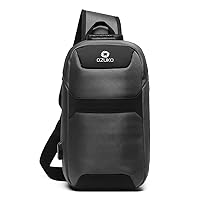 OZUKO 9270 Waterproof Polyester Chest Backpack For Men Unisex Men'S Shoulder Bag Casual Sling Backpack With Usb Charging Port(Grey)