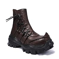 Men's Genuine Leather Motorcycle Boots Army Boots Men Military Combat Boots Male Punk Ankle Boots Western Lace up Men's Shoes Rock
