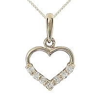 ABHI 0.20 CT Round Cut Created Diamond Heart Love Pendant Necklace 14k Yellow Gold Over