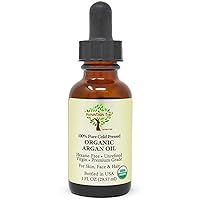 Argan Oil USDA Organic 100% Pure Cold Pressed Unrefined - Premium Grade Pure Moisturizer for Dry & Damaged Skin, Hair, Face, Body, Scalp & Nails