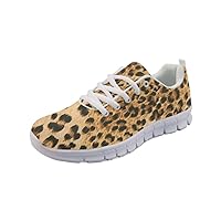 Leopard Print Women's Athletic Running Shoes Breathable Work Tennis Walking Shoes Comfortable Fashion Non Slip Sneakers