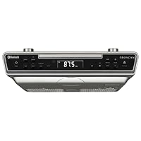 PROSCAN ELITE PKCR2713AMZ Under Counter CD Player with Clock Radio and Bluetooth, Silver