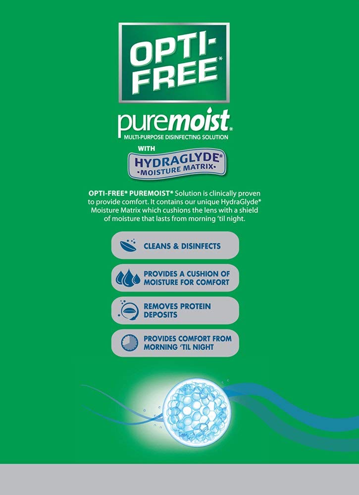 Opti-Free Puremoist Multi-Purpose Disinfecting Solution with Lens Case, 20 Fl Oz
