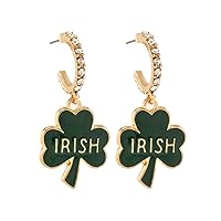 Irish Shamrock Dangle Earrings for Women Girls CZ St. Patrick's Day Earrings Green Leaf Clover Drop Stud Earrings for Irish Festival Gift