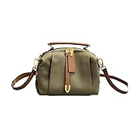 Genuine Leather Boston Bag Casual Cowhide Women Handbag with Shoulder Strap and Handle