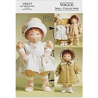 DOLL COLLECTION V8277 / 15 INCH DOLL - SEWING PATTERN DESIGNED BY LINDA CARR / DRESS, JUMPSUIT, HAT, BOOTIES, [RETIRED] UNCUT