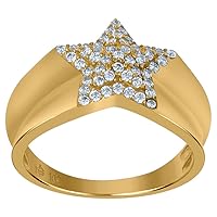 10k Yellow Gold Mens CZ Cubic Zirconia Simulated Diamond Star Nautical Ring Jewelry Gifts for Men
