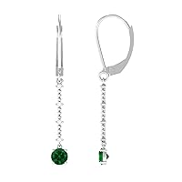 Certified Lab Grown Emerald Dangle Earrings with Moissanite - Long Dangle Earrings | AAAA Quality