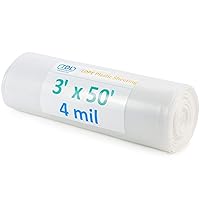 IDL Packaging Clear 4 mil Plastic Sheeting for Painting, 3' x 50' (150 sq. ft.) LDPE Film Roll - Heavy-Duty Thick Polyethylene for Painting, Construction, Home Use - Drop Cloth & Vapor Barrier