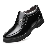Men Cotton Shoes Plush Lining Winter Boot Brown Black Leisure Slip On Loafers Sequined Business Flats y102 (Medium, Black, Numeric_7)