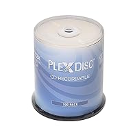 PlexDisc CD-R 700MB 80 Minute 52x Recordable - 100 Pack Cake Box (FFP) 631-805-BX, 100 Discs