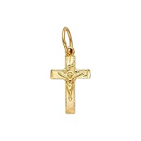 14KY Religious Crucifix Pendant | 14K Yellow Gold Christian Jewelry Jesus Pendant Locket For Women Men | 14 mm x 9 mm Gold Chain Pendants | Weight 0.5 grams