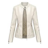 Women's Genuine Leather Jacket, Classic Button Leather Blazer Casual Coat Long Sleeves Suit Style Leather Jacket