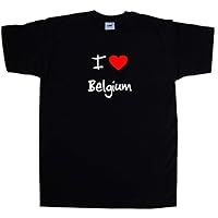 I Love Heart Belgium Black T-Shirt
