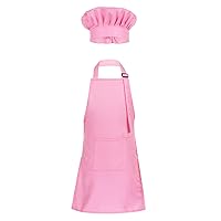 ACSUSS Kids Boys Girls Chef Apron and Hat Set Children Kitchen Cooking and Baking Costume Fancy Dress Up