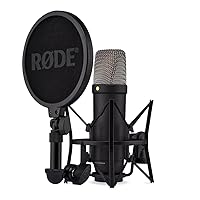RØDE NT1 5th Generation Large-diaphragm Studio Condenser Microphone with XLR and USB Outputs, Shock Mount and Pop Filter for Music Production, Vocal Recording and Podcasting (Black)