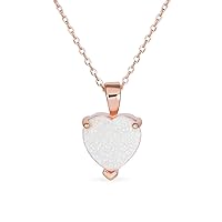 Romantic Bridal Danity Opulence Gemstone 5CT Solitaire Prong Set Created Orange White Opal Heart Shape Pendant Necklace For Women 14K Yellow Rose Gold Plated .925 Sterling Silver October Birthstone