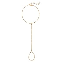 Simple Dainty Gold Hand Chain Bracelet with Finger Ring for Women Trendy