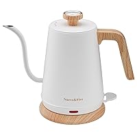 Gooseneck Electric Kettle with Thermometer,Electric Tea Kettle 1L with Auto Shut-Off，1000W Hot Water Kettle of Stainless Steel,Pour Over Kettle for Coffee & Tea -White