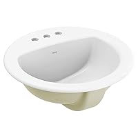 Moen White Vitreous China Drop-in Countertop Sink, 19 X 8.25 Inch Oval Bathroom Sink with a High Gloss Porcelain Finish for Vanity Countertop Placement, BGCW13OD1919