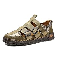 Men's Sandals Slide Shoes Beach Gladiator Shoes Out Summer Leather Slip On Casual Leisure Light-weight Breathable Flats For male