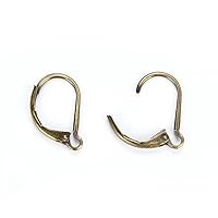 Adabele 50pcs Hypoallergenic Dangle Interchangeable Earring Hooks Leverback Earwire 17mm Long Antique Bronze Plated Brass for Earrings Making CF260-4