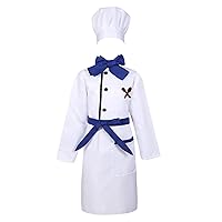 iiniim Children's Chef Cook Uniforms Baker Cooking Halloween Cosplay Costume Shirt with Apron Scarf Hat 4Pcs Set