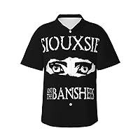 Hawaiian T Shirt Siouxsie and The Banshees Mens Fashion Button Down Short Sleeve Shirts Summer Casual Tee